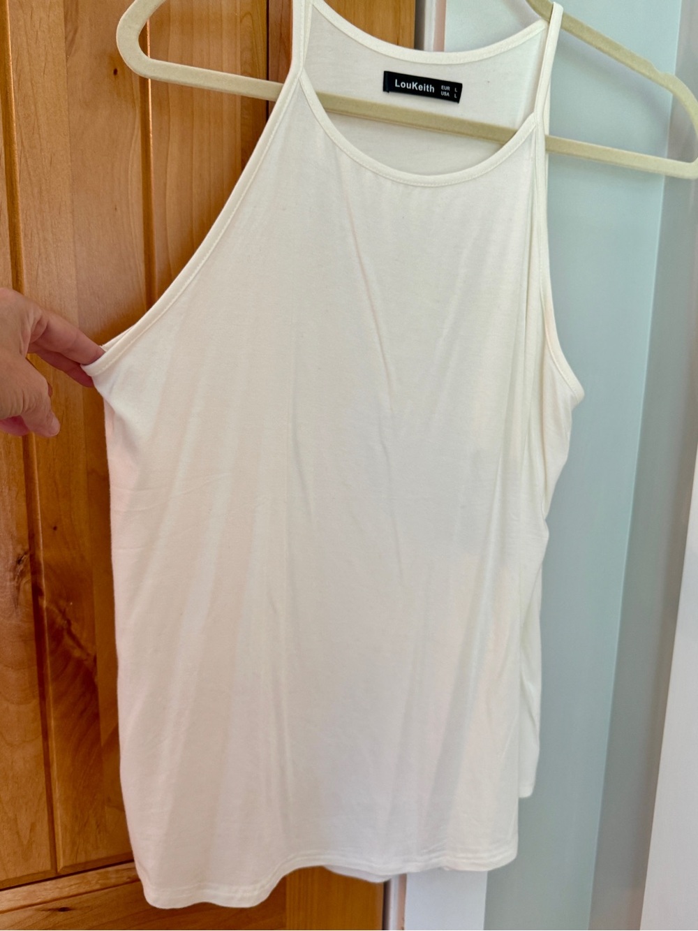 Lou Keith White High Neck Tank Top Stretch - Picture 1 of 5